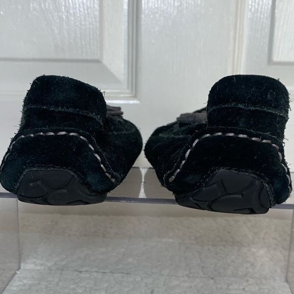 UGG Moccasin “Lizzy” Black Suede Women's Lambs Fur Size 8 - Picture 7 of 9